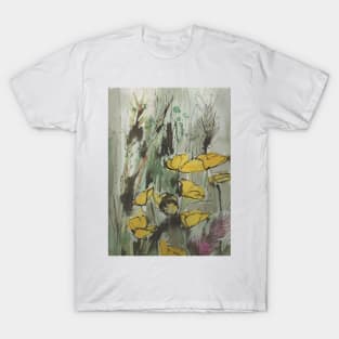 English Summer meadow, grasses, flowers design T-Shirt